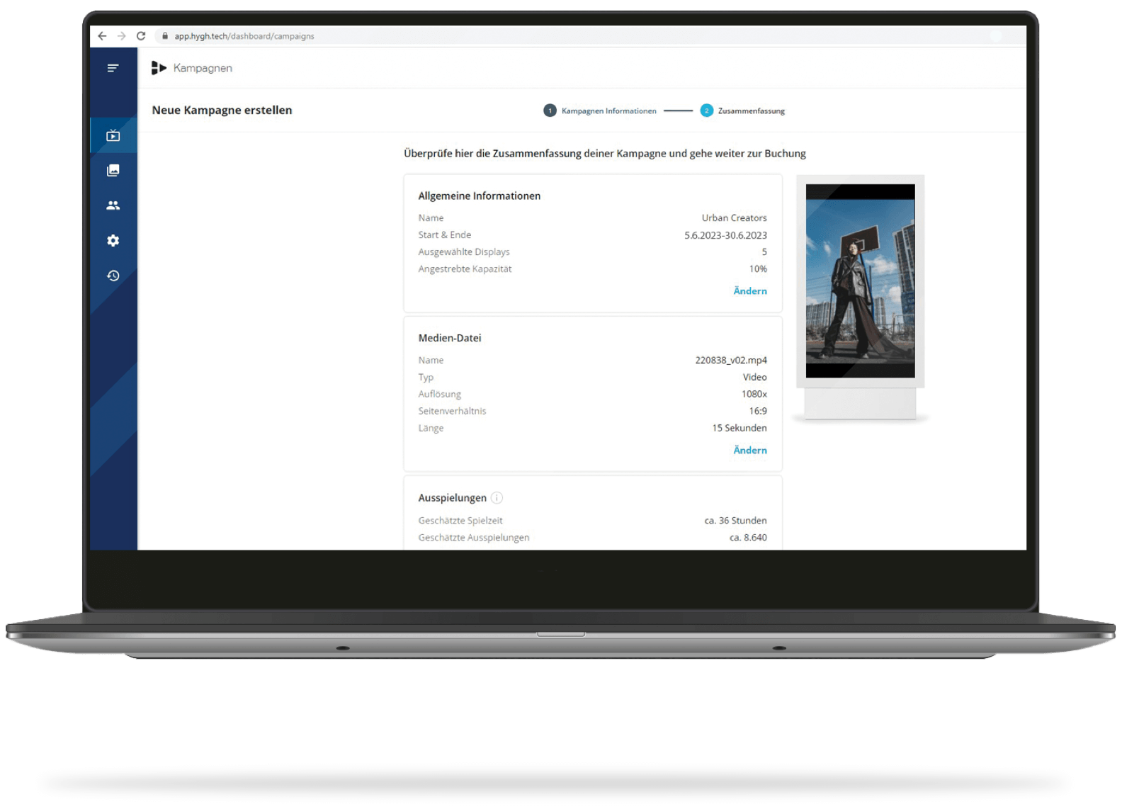 HYGH Bookying Laptop App Screenshot